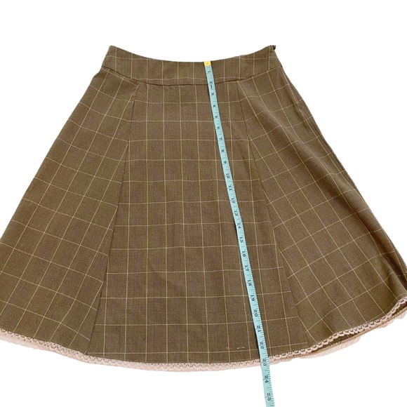 Old Navy Brown Checkered Plaid Flair Skirt With Pink Lace Hem, Juniors Size 1 - Picture 9 of 10